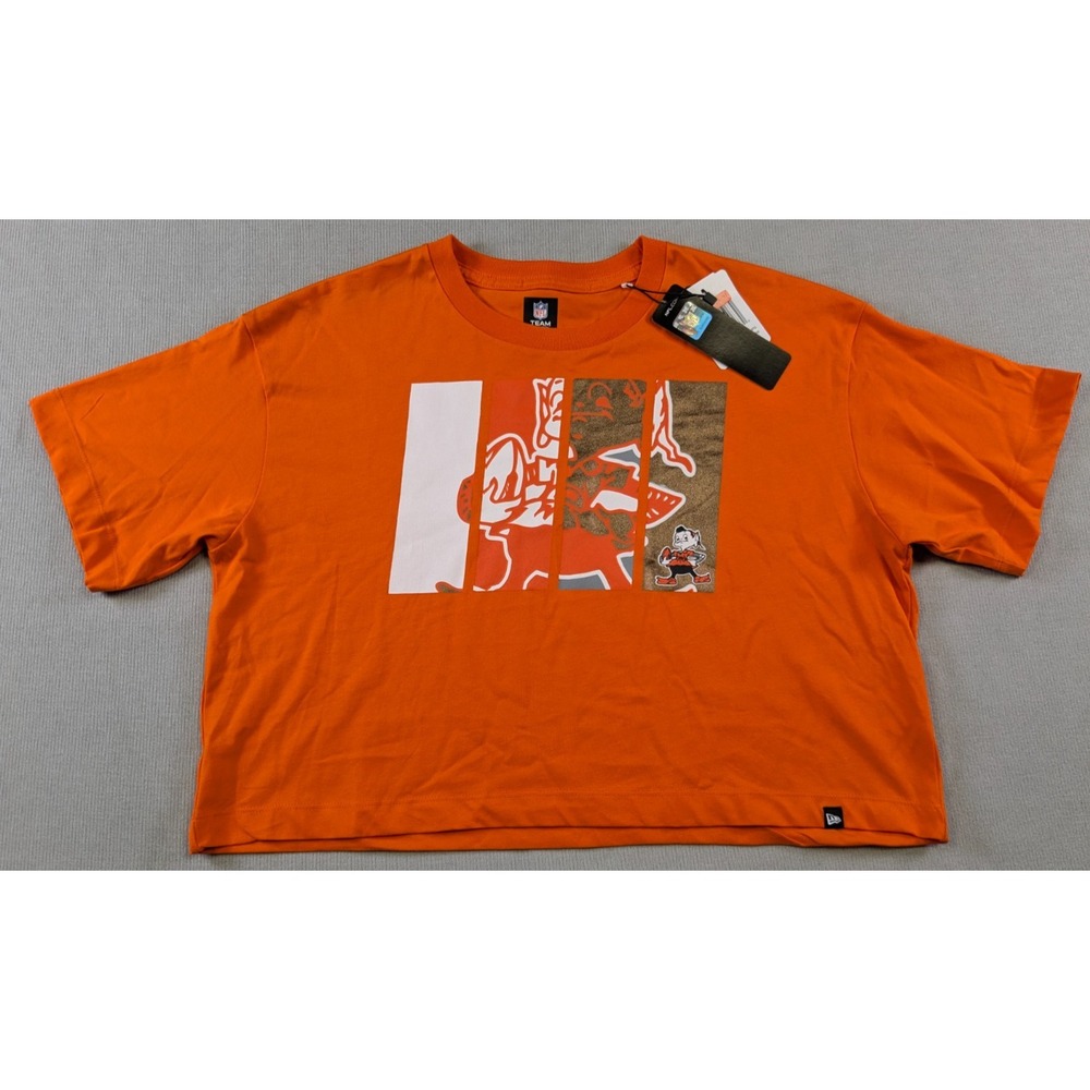 Cleveland Browns Shirt Womens Medium Orange Brownie the Elf Cropped Boxy NFL New